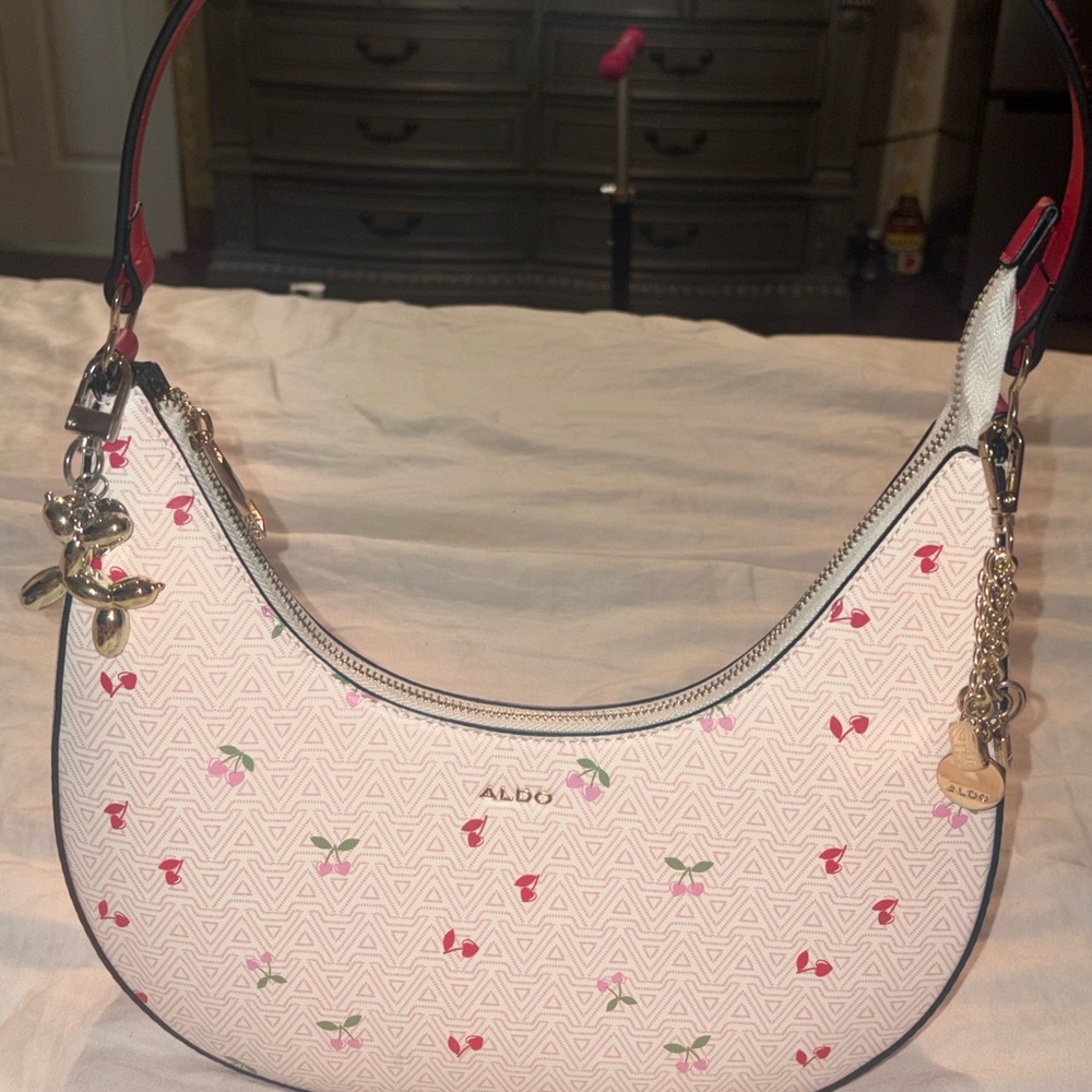 ALDO Cherry Patterned White and Pink Shoulder Bag
